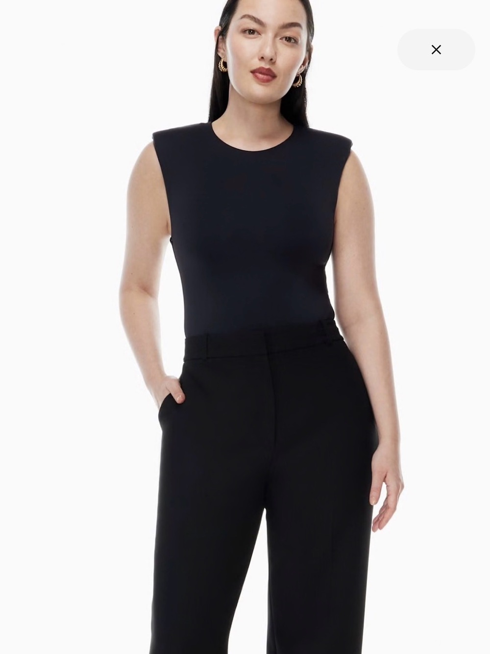 Babaton Contour Square Neck Shoulder Pad Bodysuit Black 2XL Aritzia
